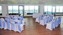 rows of chairs for wedding ceremony at Sandy Park 